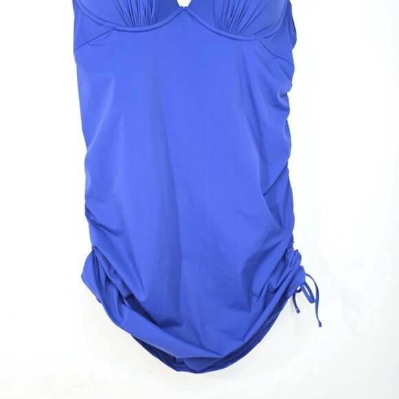 Assets Spanx Blue Shirred Underwire Pushup Power Convertible Swimsuit - Picture 4 of 12